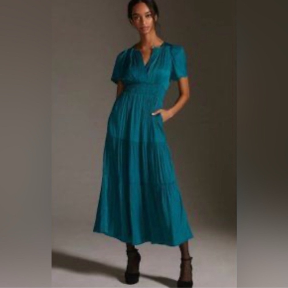 Anthropologie Elegant Somerset Maxi Dress in Teal Size Medium